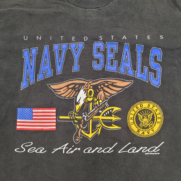 Vintage 90s Navy-Seals Shirt M/L 20x28 Faded-Black - Picture 2 of 14